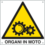 402001Y - Cartello pericolo organi in moto