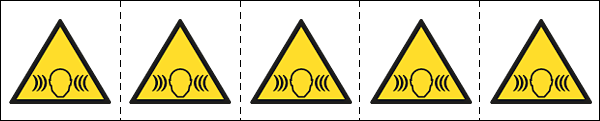 49632MS - foglio n.5 etichette adesive 60x60 Pericolo rumore