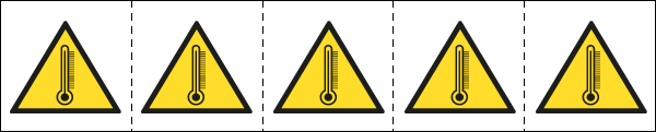 49640MS - foglio n.5 etichette adesive 60x60 Pericolo alta temperatura