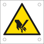 49649M - Cartello alluminio pericolo taglio verticale su mano