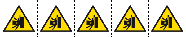 49663MS - foglio n.5 etichette adesive 60x60 pericolo "schiacciamento laterale"