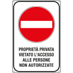 5612X - Cartello proprietà privata vietato accesso persone