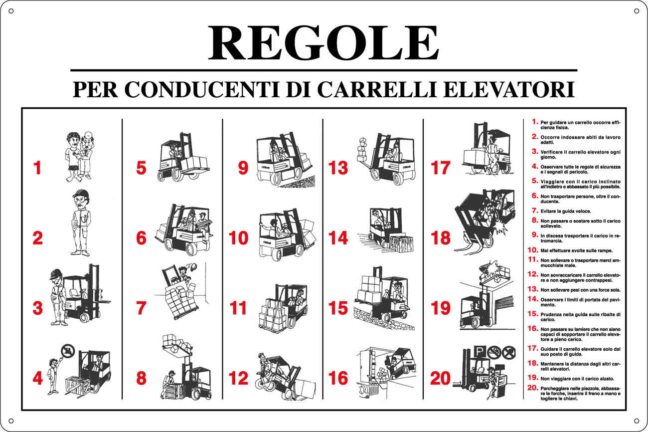 5670J - Cartello Regole per conducente carrelli elevatori