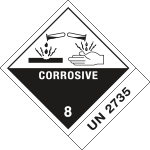 8207L - etichetta 100x120 CORROSIVE UN 2735
