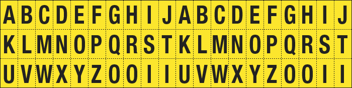 900AZ - Foglio n.60 etichette adesive G/N lettere da A a Z