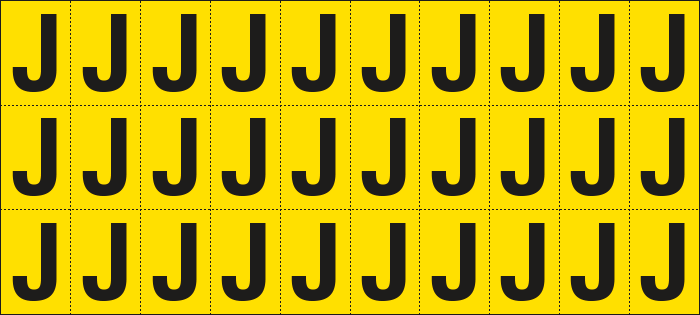 902J - Foglio n.30 etichette adesive G/N lettera J