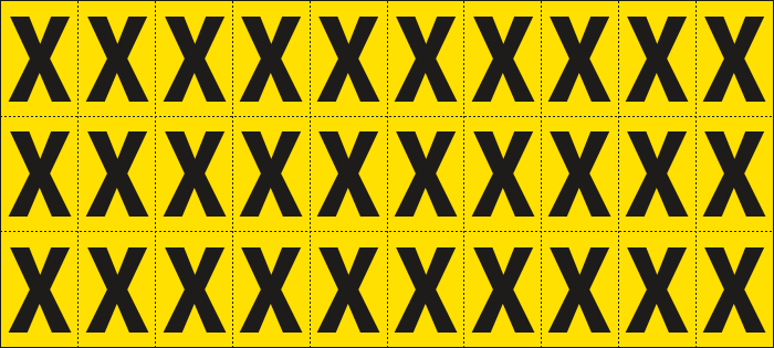 902X - Foglio n.30 etichette adesive G/N lettera X