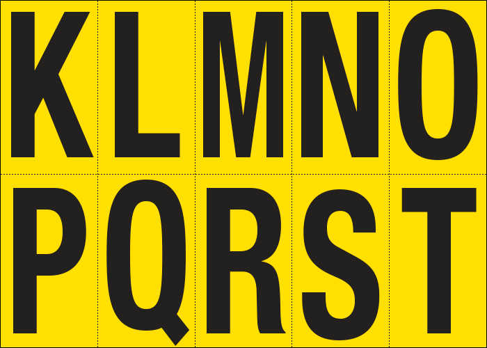 905KT - Foglio n.10 etichette adesive G/N lett.da K a T