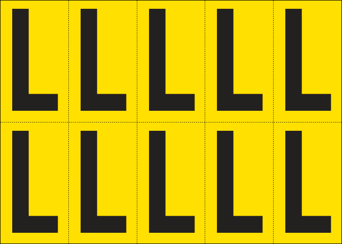 905L - Foglio n.10 etichette adesive G/N lettera L