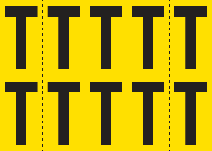 905T - Foglio n.10 etichette adesive G/N lettera T