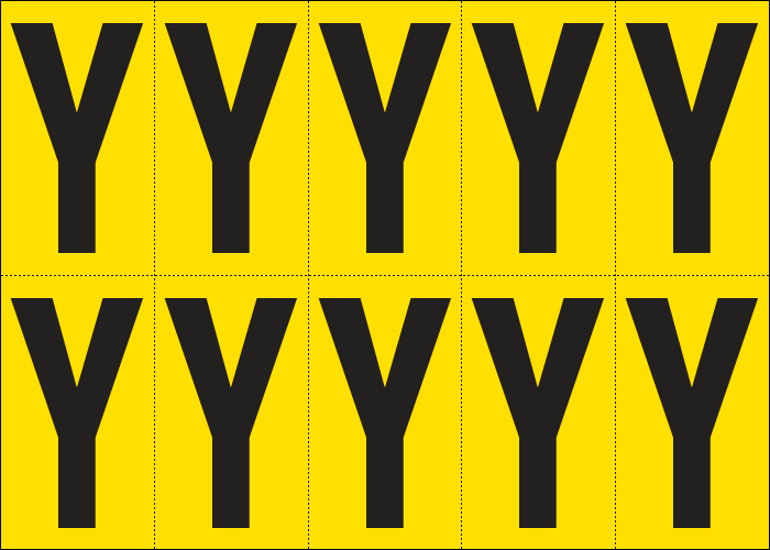 905Y - Foglio n.10 etichette adesive G/N lettera Y