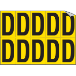 906D - Foglio n.10 etichette adesive G/N lettera D