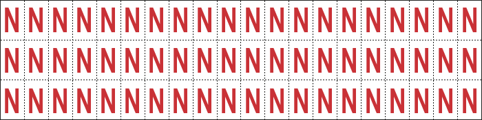 910N - Foglio n.60 etichette adesive B/R lettera N