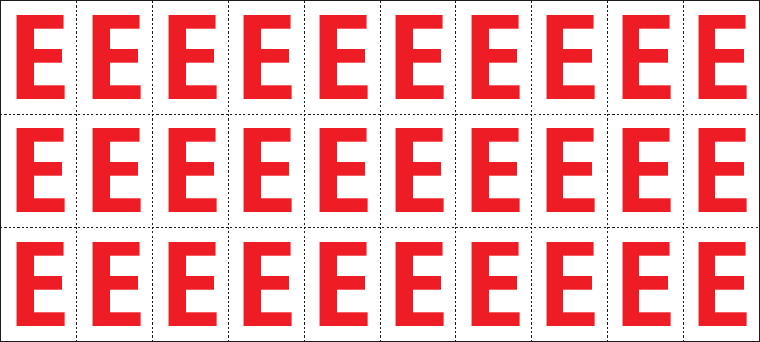 912E - Foglio n.30 etichette adesive B/R lettera E