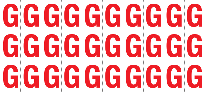 912G - Foglio n.30 etichette adesive B/R lettera G