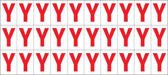 912Y - Foglio n.30 etichette adesive B/R lettera Y
