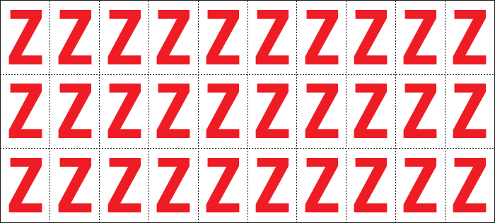 912Z - Foglio n.30 etichette adesive B/R lettera Z