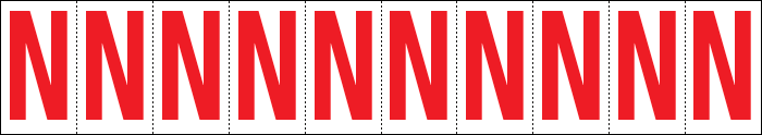 914N - Foglio n.10 etichette adesive B/R lettera N