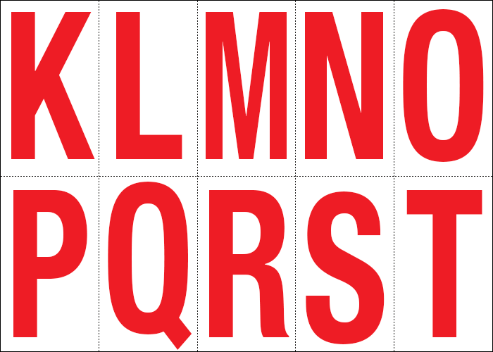 915KT - Foglio n.10 etichette adesive B/R lett.da K a T