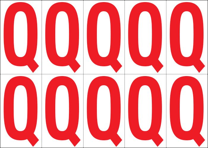 915Q - Foglio n.10 eic.autoadesivo  B/R lettera Q
