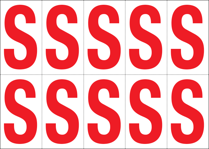 915S - Foglio n.10 etichette adesive B/R lettera S