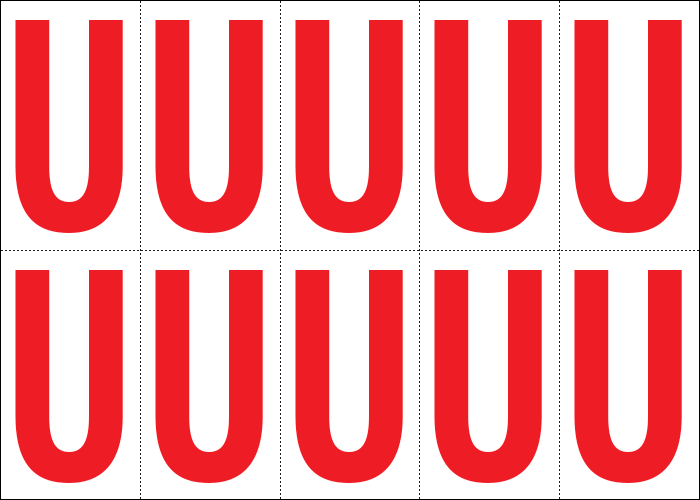 915U - Foglio n.10 etichette adesive B/R lettera U