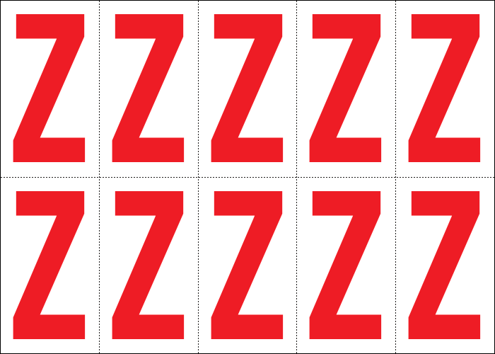 915Z - Foglio n.10 etichette adesive B/R lettera Z
