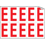 916E - Foglio n.10 etichette adesive B/R lettera E