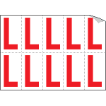 916L - Foglio n.10 etichette adesive B/R lettera L