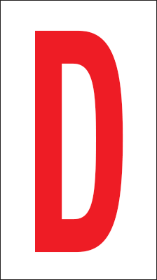 917D - Foglio n.1 etichette adesive B/R lettera D