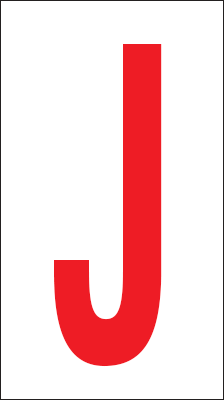 917J - Foglio n.1 etichette adesive B/R lettera J