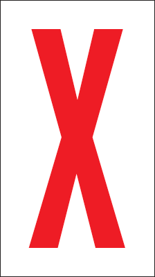 917X - Foglio n.1 etichette adesive B/R lettera X