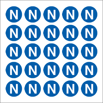 9192B - Foglio n.25 etichetta adesiva simbolo N