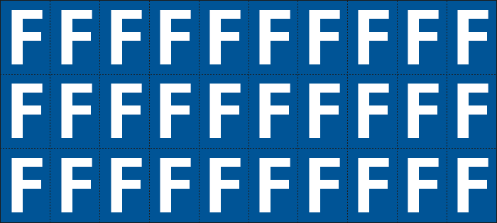 922F - Foglio n.30 etichette adesive B/B lettera F