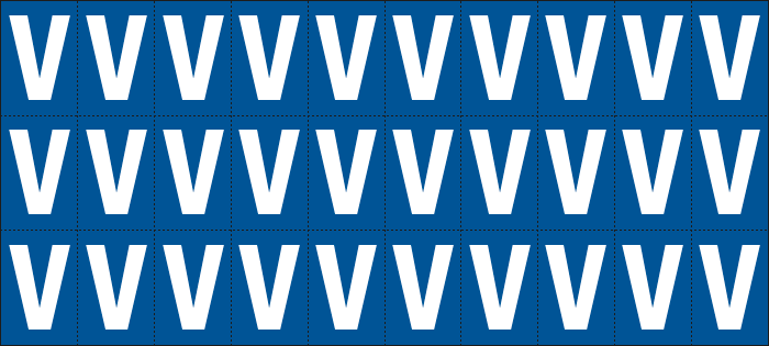 922V - Foglio n.30 etichette adesive B/B lettera V