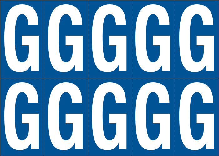 925G - Foglio n.10 etichette adesive B/B lettera G