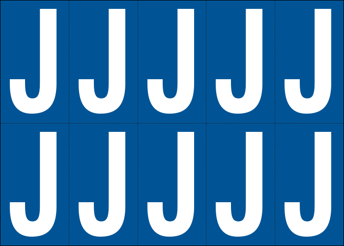 925J - Foglio n.10 etichette adesive B/B lettera J