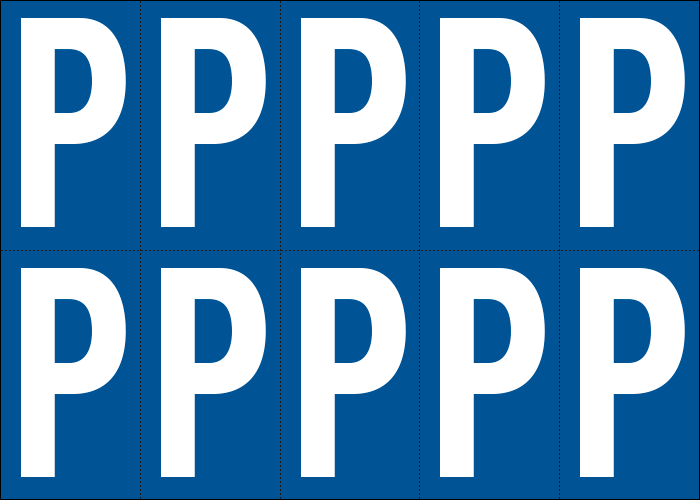 925P - Foglio n.10 etichette adesive B/B lettera P