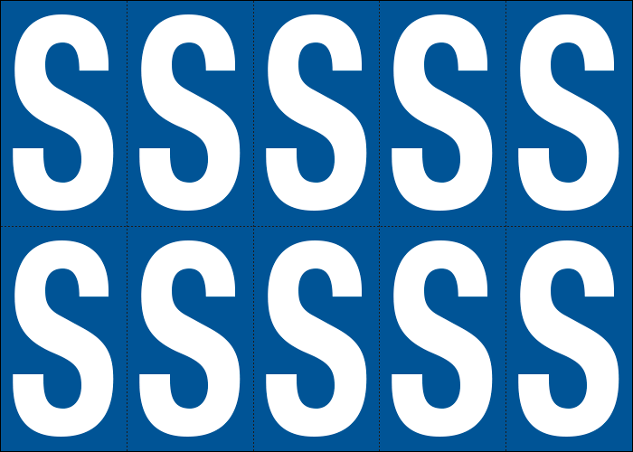 925S - Foglio n.10 etichette adesive B/B lettera S