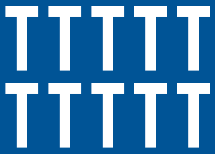 925T - Foglio n.10 etichette adesive B/B lettera T