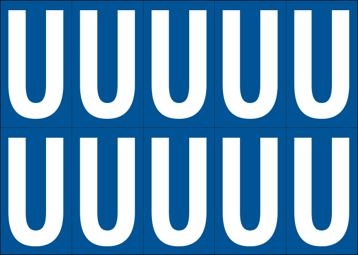 925U - Foglio n.10 etichette adesive B/B lettera U