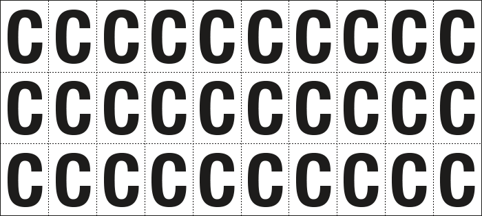 932C - Foglio n.30 etichette adesive B/N lettera C