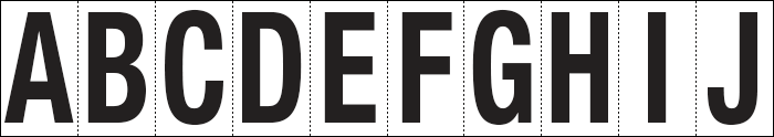 934AJ - Foglio n.10 etichette adesive B/N lettere da A a J