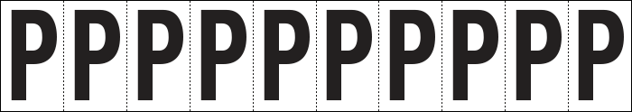934P - Foglio n.10 etichette adesive B/N lettera P