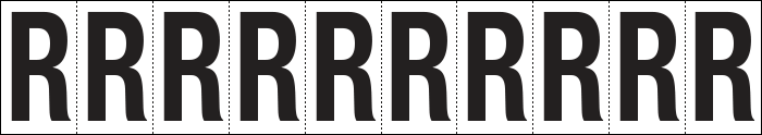 934R - Foglio n.10 etichette adesive B/N lettera R
