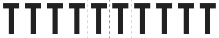 934T - Foglio n.10 etichette adesive B/N lettera T