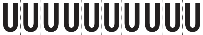 934U - Foglio n.10 etichette adesive B/N lettera U