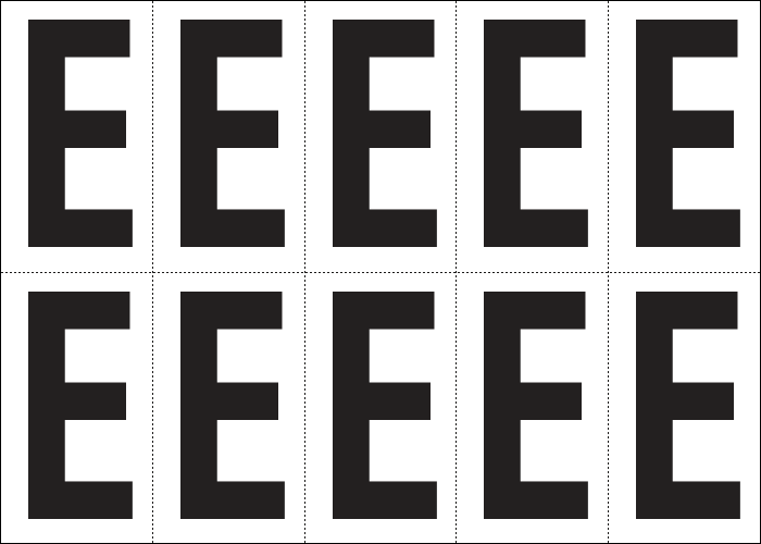 935E - Foglio n.10 etichette adesive B/N lettera E