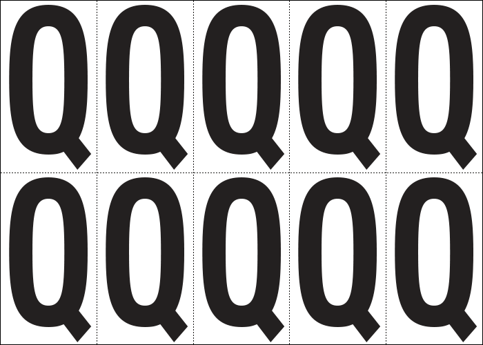 935Q - Foglio n.10 etichette autoadesive B/N lettera Q