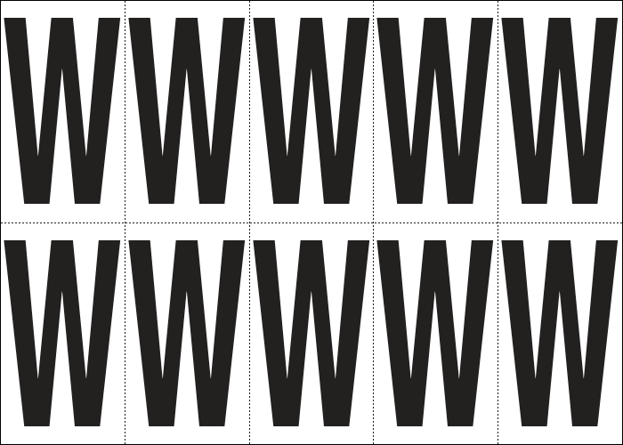 935W - Foglio n.10 etichette autoadesive B/N lettera W